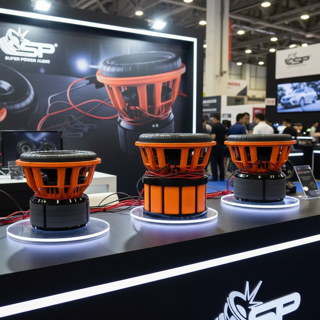 SP AUDIO booth at an international car audio trade show